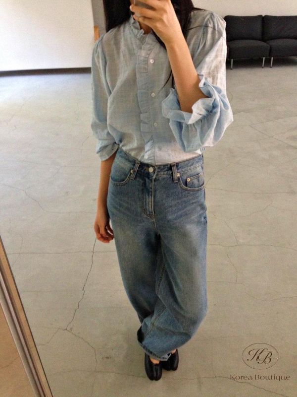 SS295 春季 束口袖花邊襯衫 