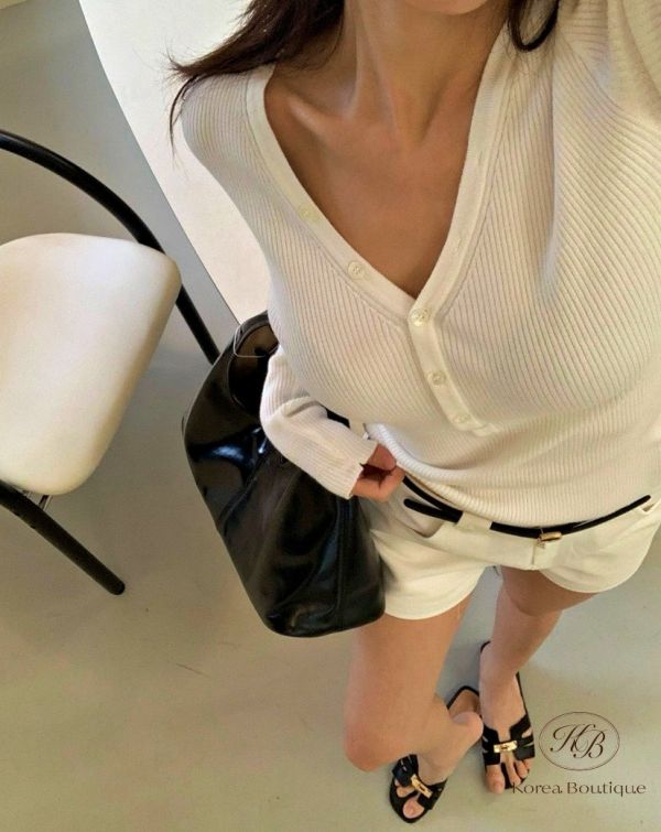 Fw157 秋季 微辣V領排扣上衣 
