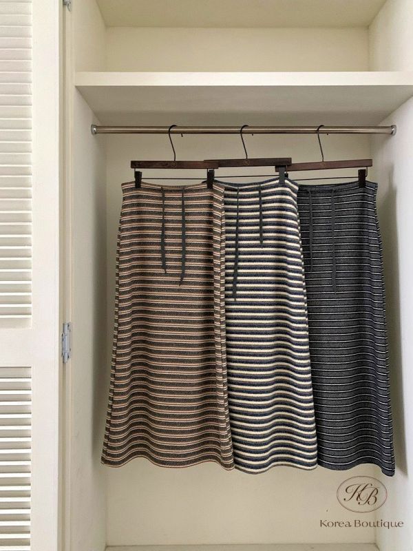 Fw458 冬季 落地感條紋半身裙 