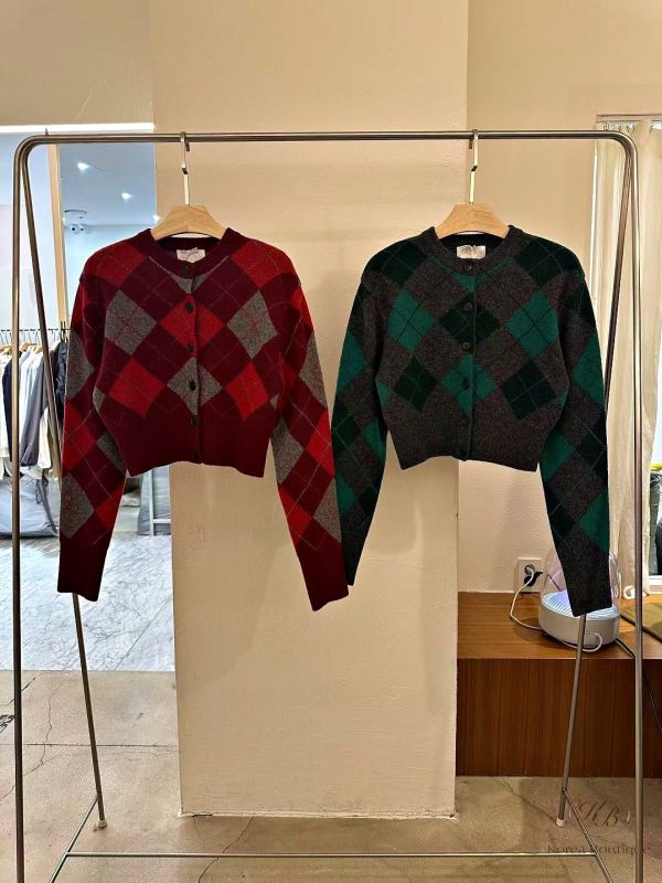 Fw423 冬季 菱格開襟外套 