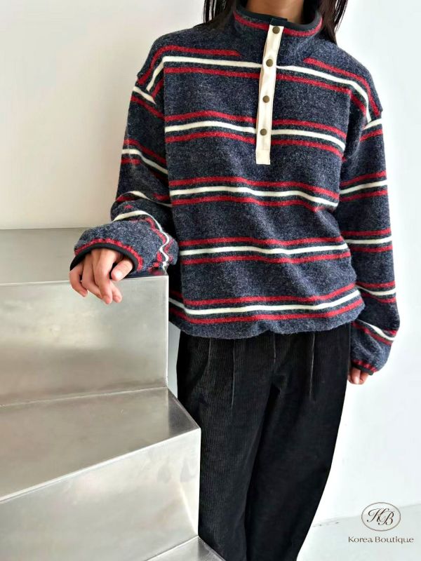 FWKR95 冬季 條紋質感很好的上衣 輕薄保暖 