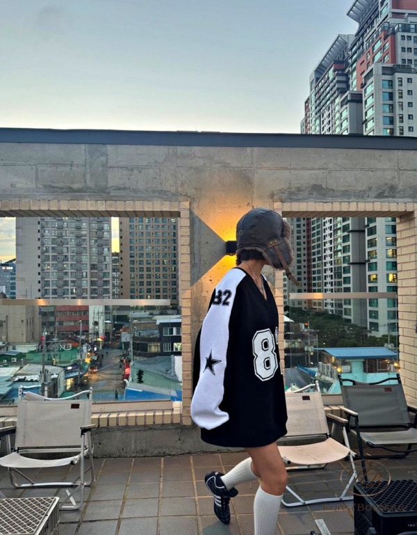 Fw443 冬季 數字運動感上衣 長版 