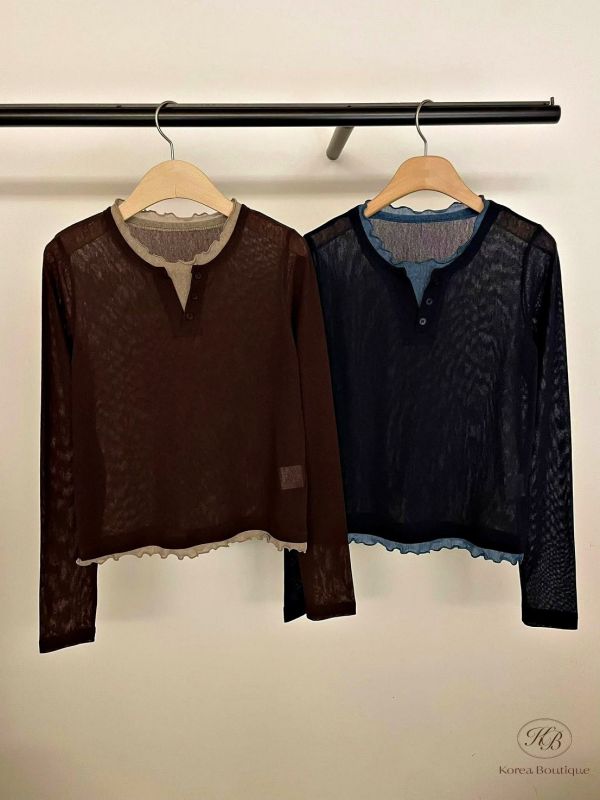 Fw194 秋季 質感木耳邊上衣 