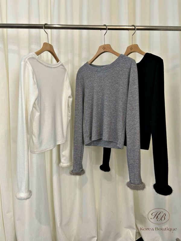 Fw461 冬季 毛毛手袖上衣 