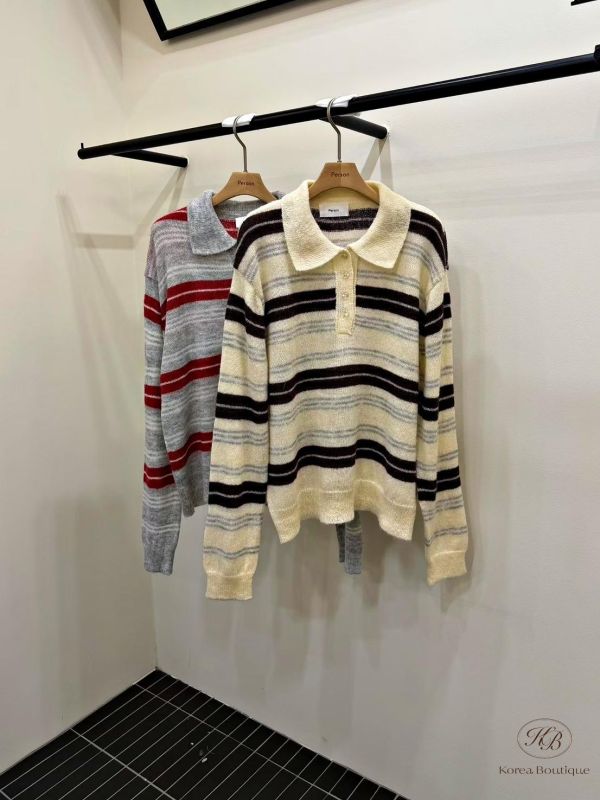 FW3852 秋季 針織條紋polo杉 