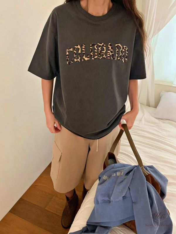 Fw101 秋季 豹紋字母tee 