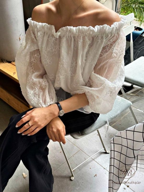 SS357 春季 腰間可綁帶拉平口上衣 