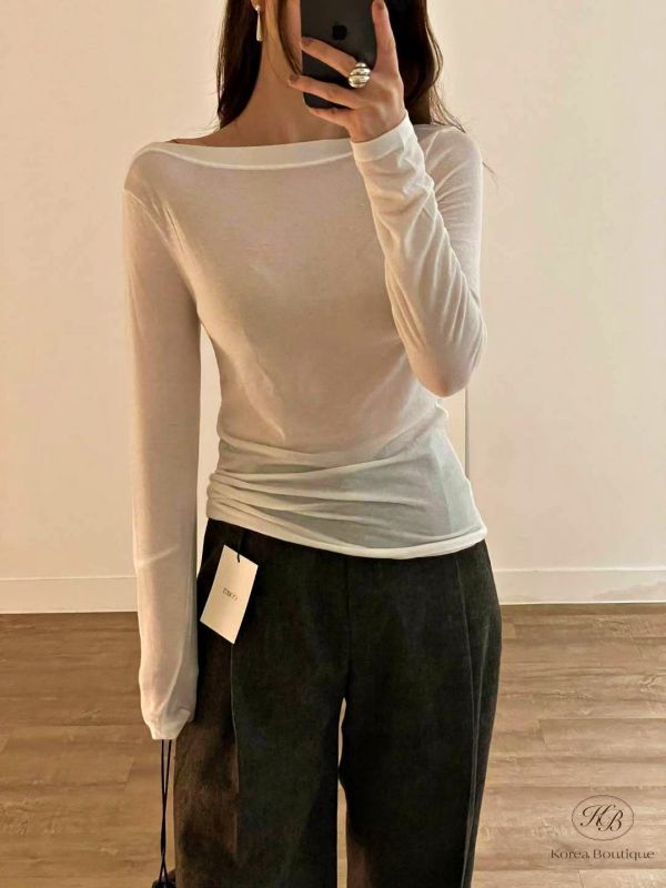 Fw273 秋季 大領口彈性棉上衣 