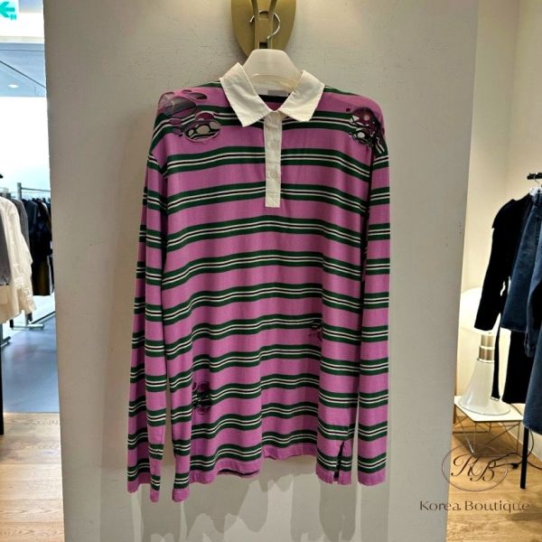 Fw141 秋季 破損感polo條紋衫 