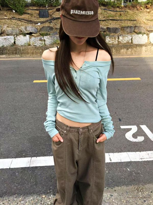 FW2671 秋季 螺紋排扣上衣 