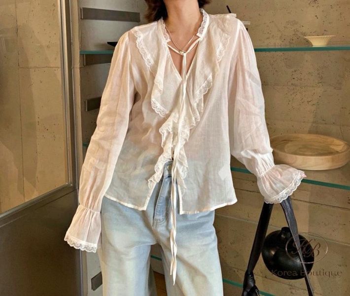 SS232 春季 波里米亞風的維透膚上衣 