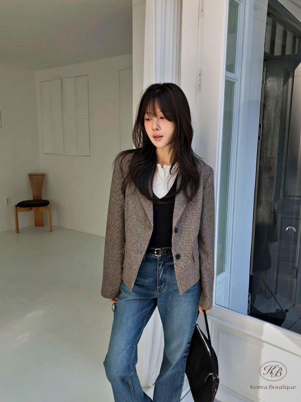 FW3876 秋季 好好看的格紋西裝外套 版型也很適合小隻女 