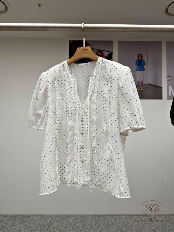 SS338 春季 點點花邊上衣 