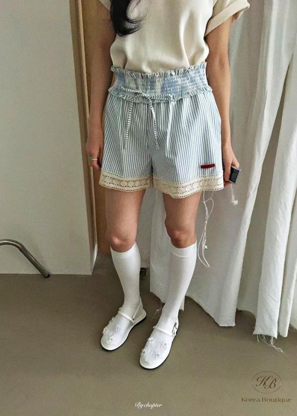 SS432 春季 條紋愛心口袋褲 