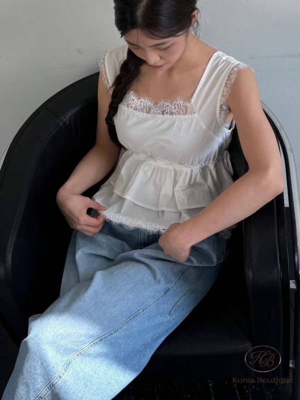 Su92 夏裝 睫毛蕾絲上衣 