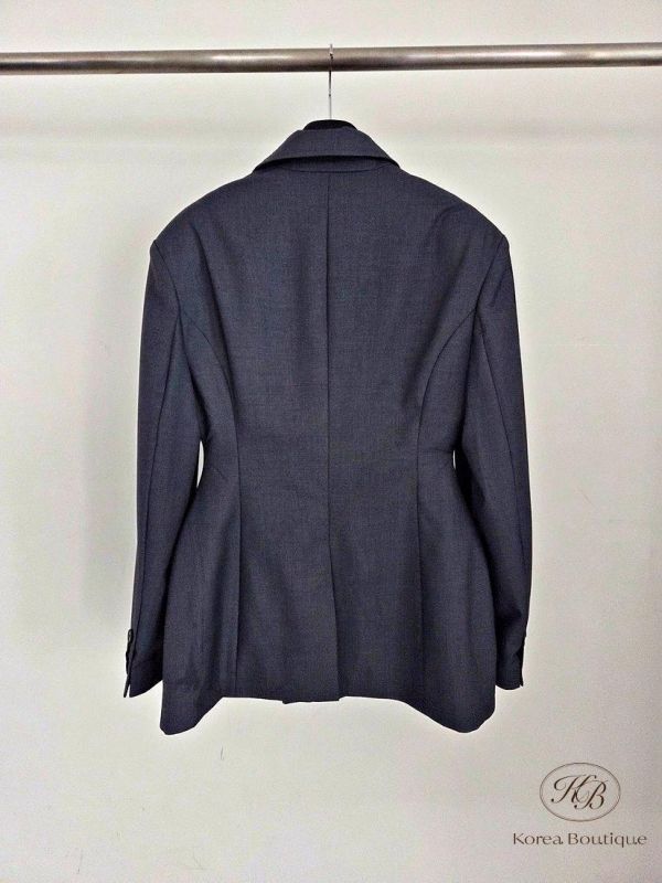 SS89 春季 深色系長版西裝外套 
