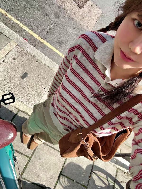 Fw371 秋季 條紋polo毛衣 親膚材質 