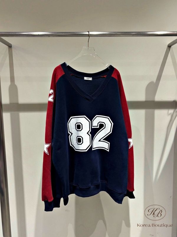 Fw443 冬季 數字運動感上衣 長版 