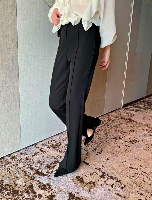 SS144 春季 好看的車縫邊西裝褲 開叉 