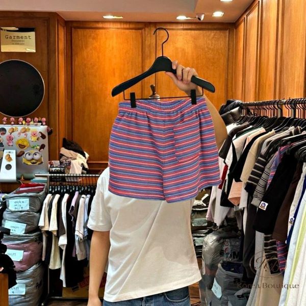 SS355 春季 可愛配色的條紋棉褲 