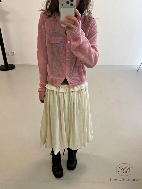 SS265 春季 很美的薄針織口袋外套 