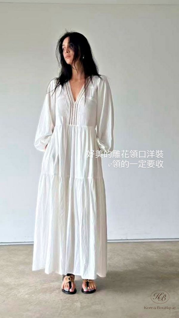 Fw106 秋季 v領雕花洋裝 