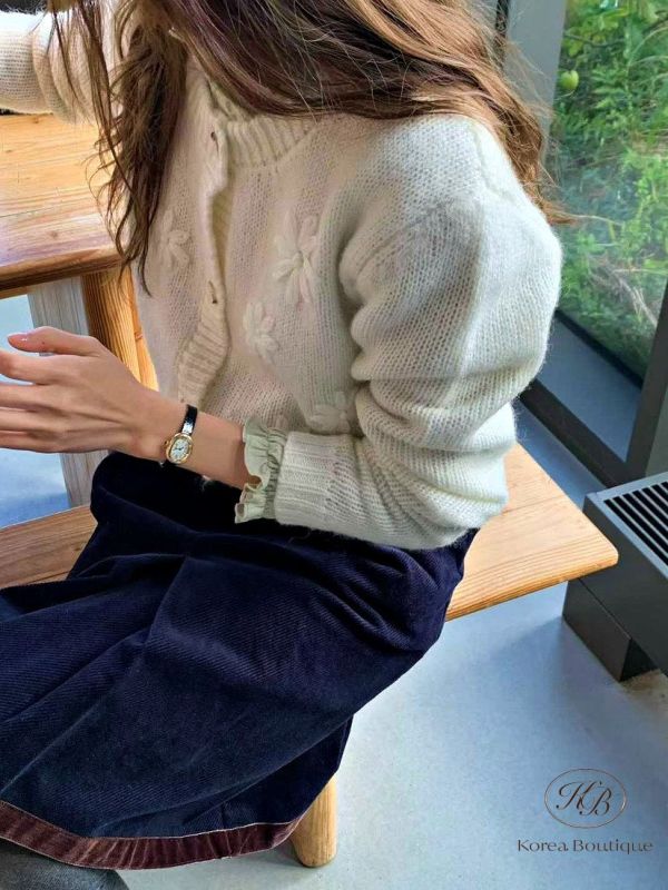 Fw385 秋季 立體小花羊毛衫 