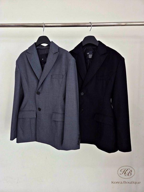 SS89 春季 深色系長版西裝外套 