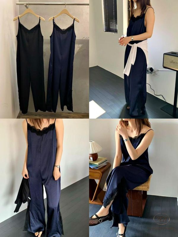 SS384 春季 蕾絲背心絲綢連身褲 