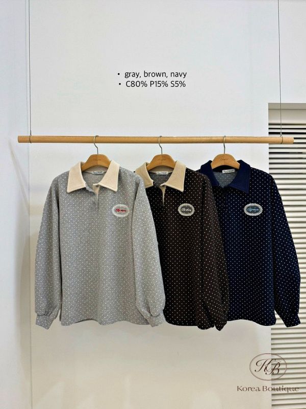 Fw347 秋季 可愛點點polo衫 