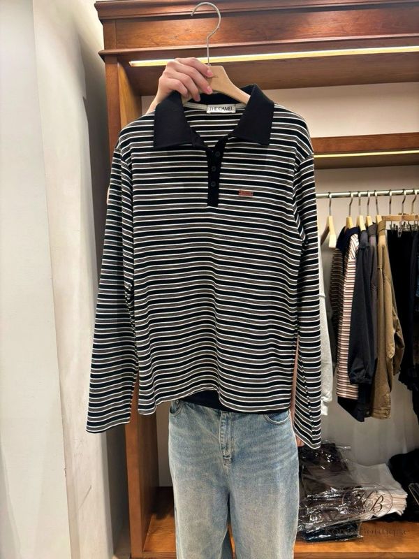 Fw284 秋季 條紋厚磅polo杉 