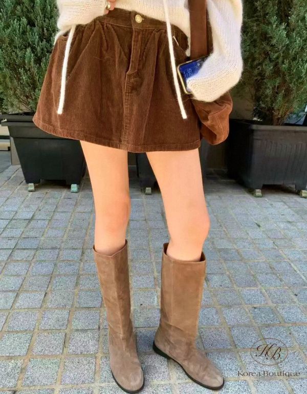 Fw486 冬季 燈芯絨A字裙 