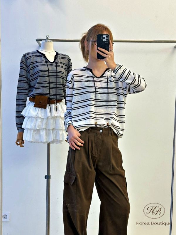 Fw246 秋季 條紋綁帶上衣 
