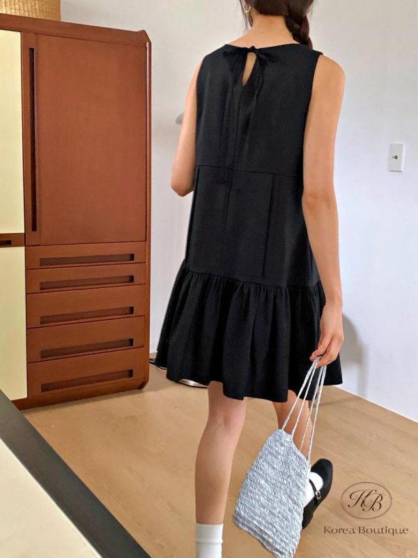 SS294 春季 格紋層次洋裝 黑色的也好優雅 