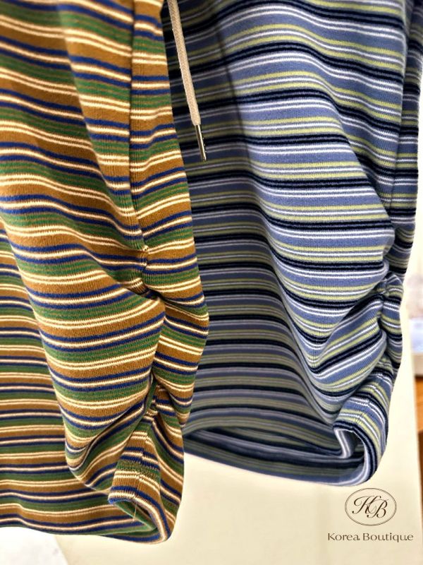 SS02 冬季 細條紋縮腰連帽上衣 