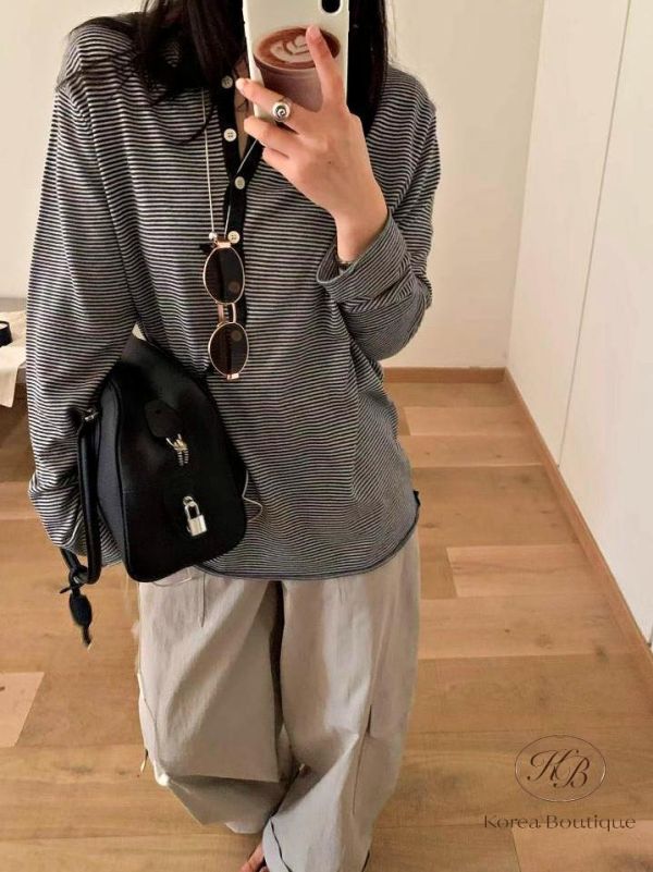 FW2642 秋季 細條紋排扣上衣 