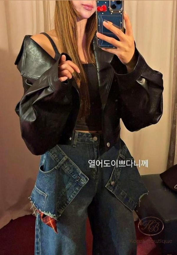 SS130 春季 蝴蝶結造型皮衣 