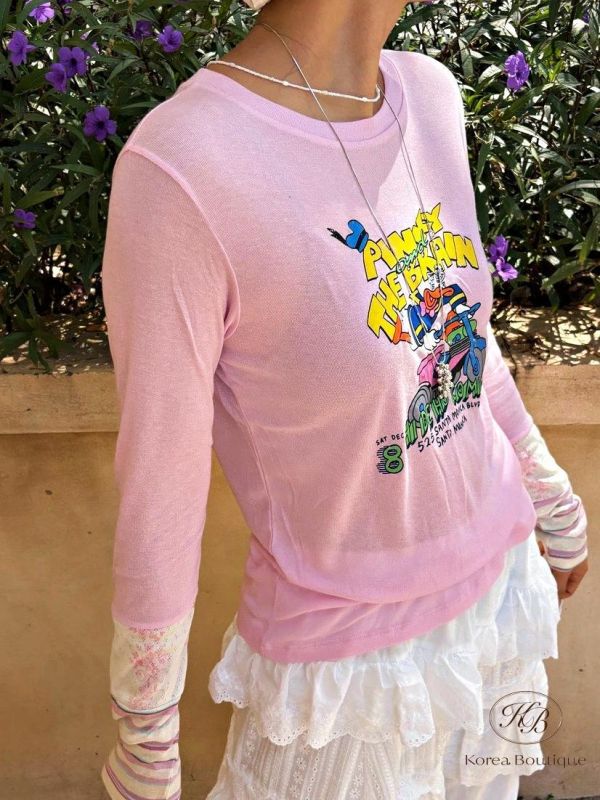 SS184 春季 可愛花色拼接手袖上衣 