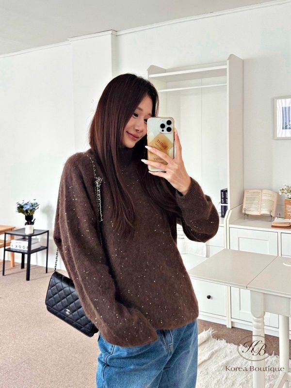 FWKR36 冬季 閃亮小立領毛衣 