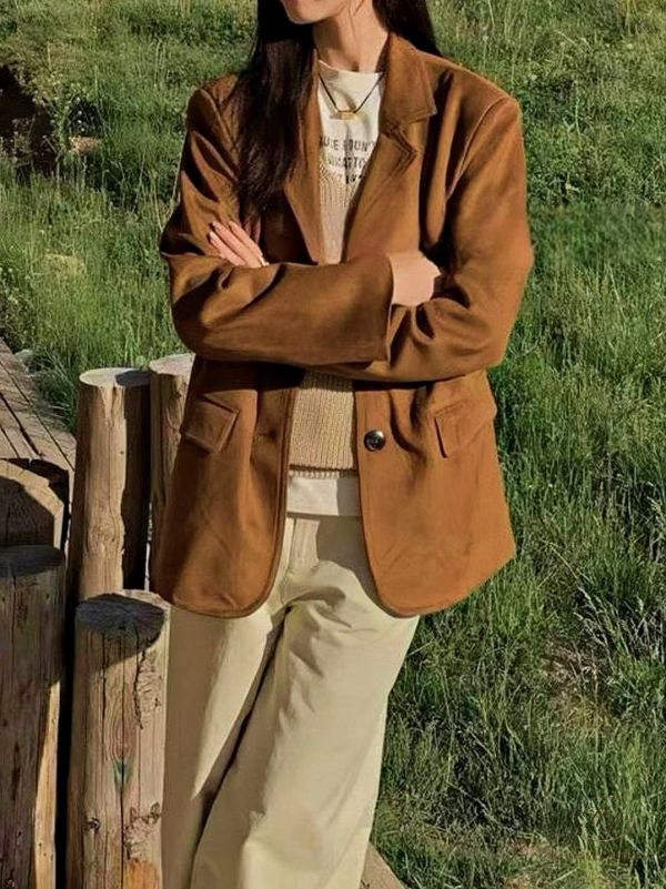 Fw364 秋季 麂皮西裝外套 