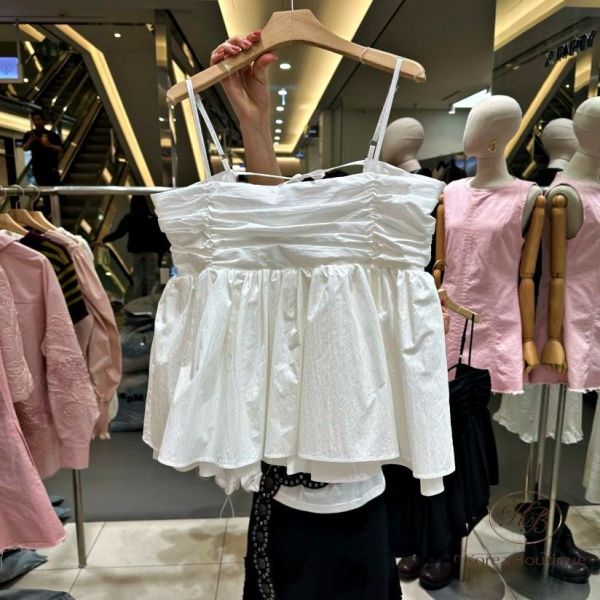 SS339 春季 皺摺襯衫吊帶背心 