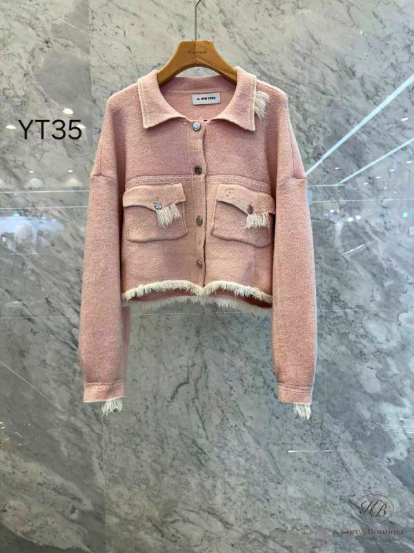 Fw436 冬季 Js設計家 鬚鬚邊設計開襟外套 