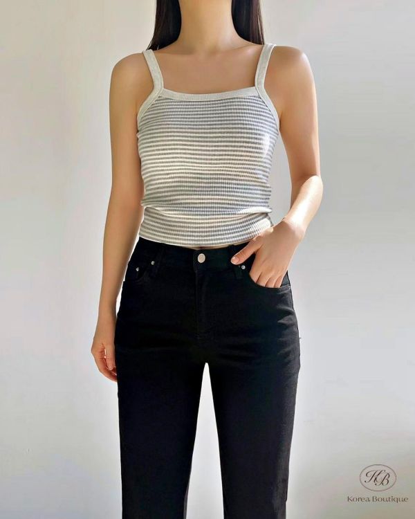 SS223 春季 涼感面料黑色喇叭褲 