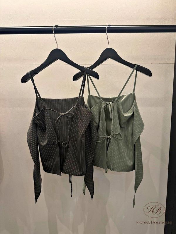 SS470 春季 前後都可穿的綁帶蝴蝶結背心褲裝 