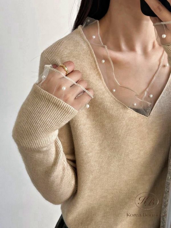 FWKR100 冬季 珍珠紡紗針織上衣 