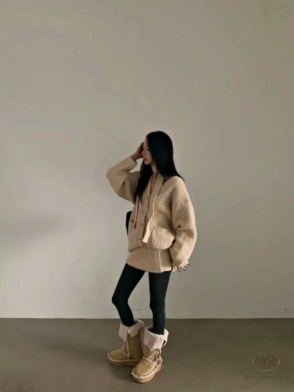 FWKR111 冬季 長版開襟毛衣外套套裝 