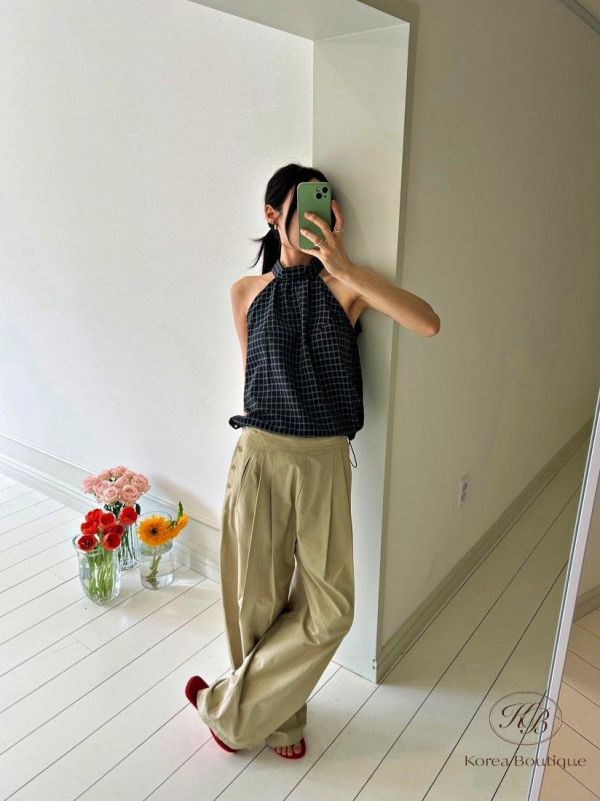 SS440 春季 格紋消肩上衣 露出鎖骨好性感 