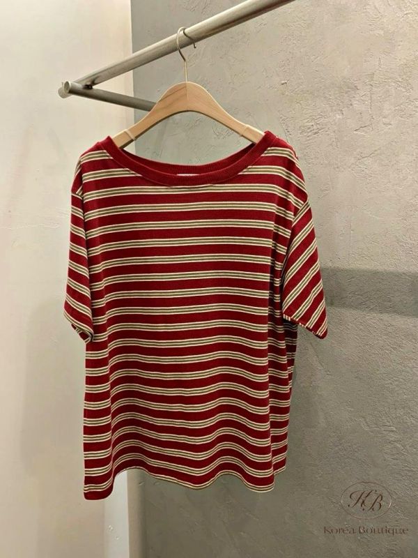 SS383 春季 大領口條紋上衣 