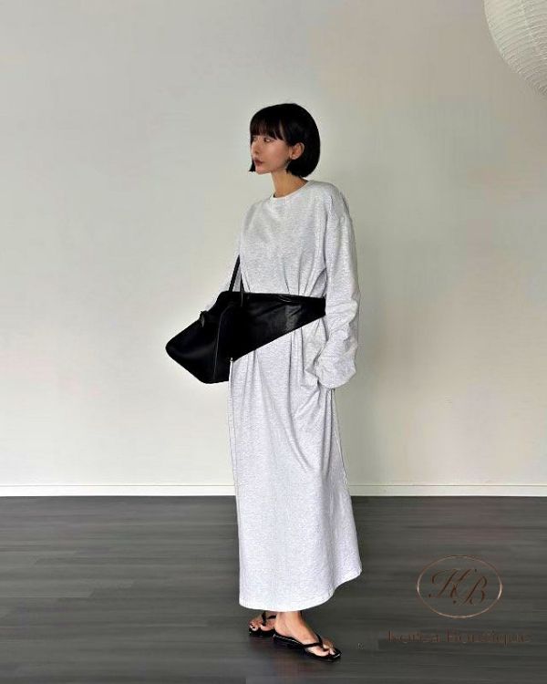 Fw197 秋季 附上腰帶的長棉洋裝 