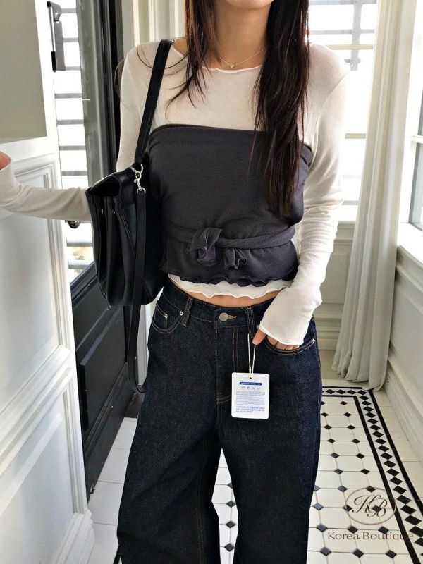 SS206 春季 木耳邊大圓領素面上衣 